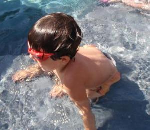 William working the Spiderman goggles
